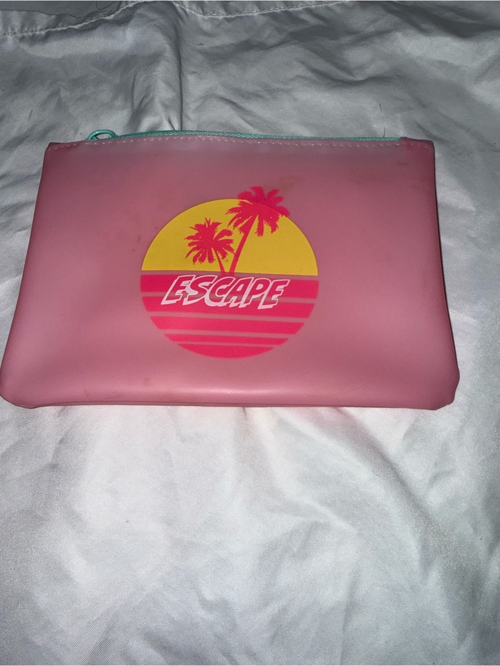 ipsy Pink 'Escape' Tropical Graphic Cosmetic Pouch with Yellow Accent